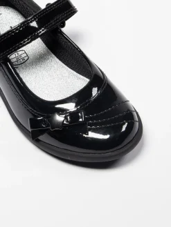 Clarks Junior Girl Black Patent Leather School Shoes - Wide Fit (G)