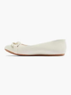 Cream Ballet Flat with Chain Detail