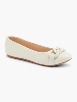 Cream Ballet Flat with Chain Detail