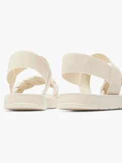 Cream Braided Ankle Strap Flat Sandal