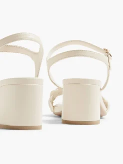 Cream Braided Block Heel Sandal