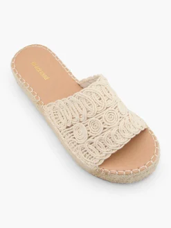 Cream Woven Detailed Platform Espadrille