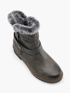 Dark Grey Faux Fur Lined Comfort Ankle Boot