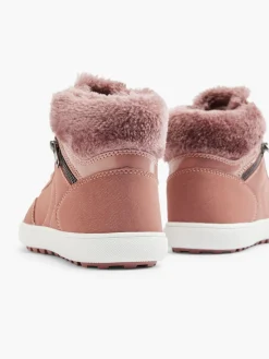 Dark Pink Faux fur Lace-Up boots