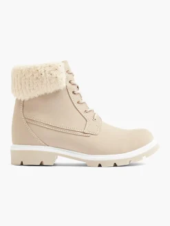 Faux Fur Apricot Lace-Up Winter Boots
