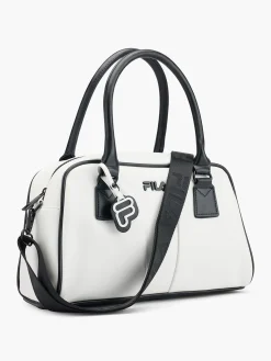 Fila White and Black Contrast Handbag with Adjustable Shoulder Strap