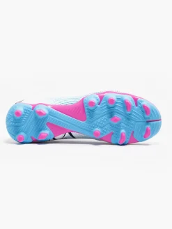 Future 7 Play FG/AG White/Pink/Blue Juniors Football Boots