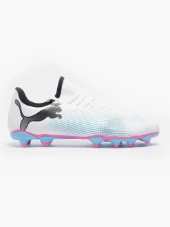 Future 7 Play FG/AG White/Pink/Blue Teens Football Boots