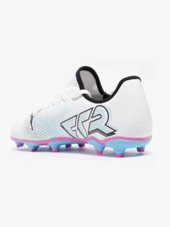 Future 7 Play FG/AG White/Pink/Blue Teens Football Boots