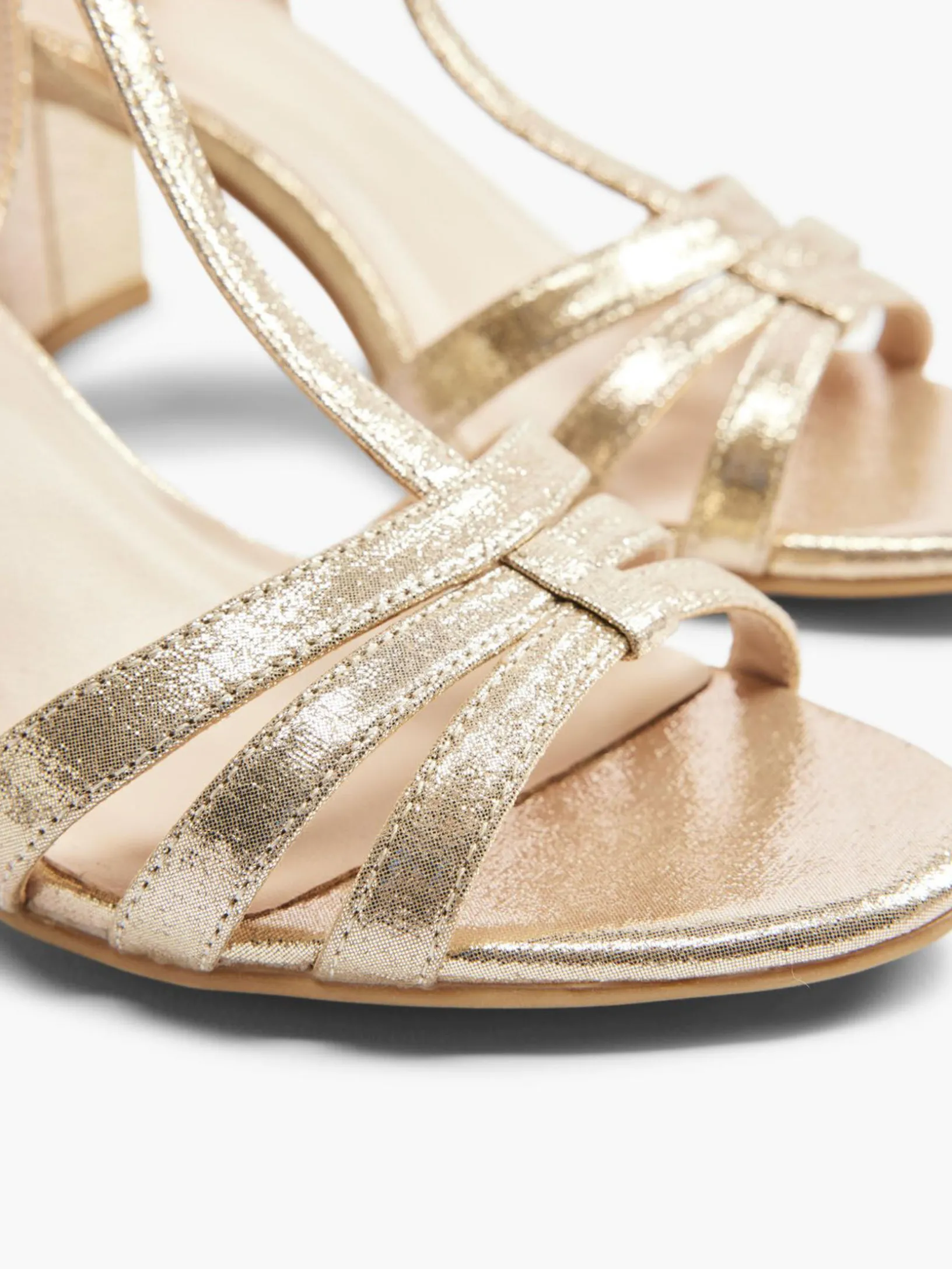 Gold Block Heel Sandal