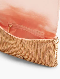 Gold Diamante Clutch Bag with Removable Shoulder Strap