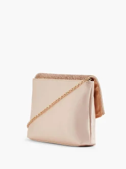 Gold Dimante Panelled Clutch Bag with Chain Strap