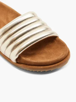 Gold Leather Padded Mule Sandal