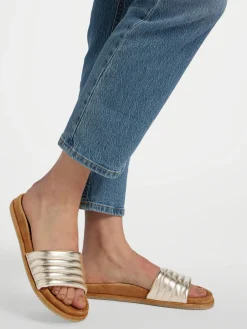 Gold Leather Padded Mule Sandal