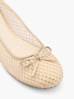 Gold Mesh Embellished Ballet Pump