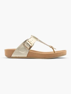 Gold Toe Post Footbed Flat Sandal
