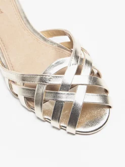 Gold Woven Detailed Ballerina with Ankle Strap