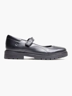 Hush Puppies Teen Girl Black Leather School Shoes