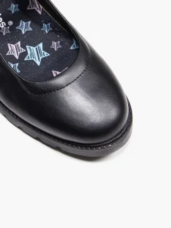 Hush Puppies Teen Girl Black Leather School Shoes