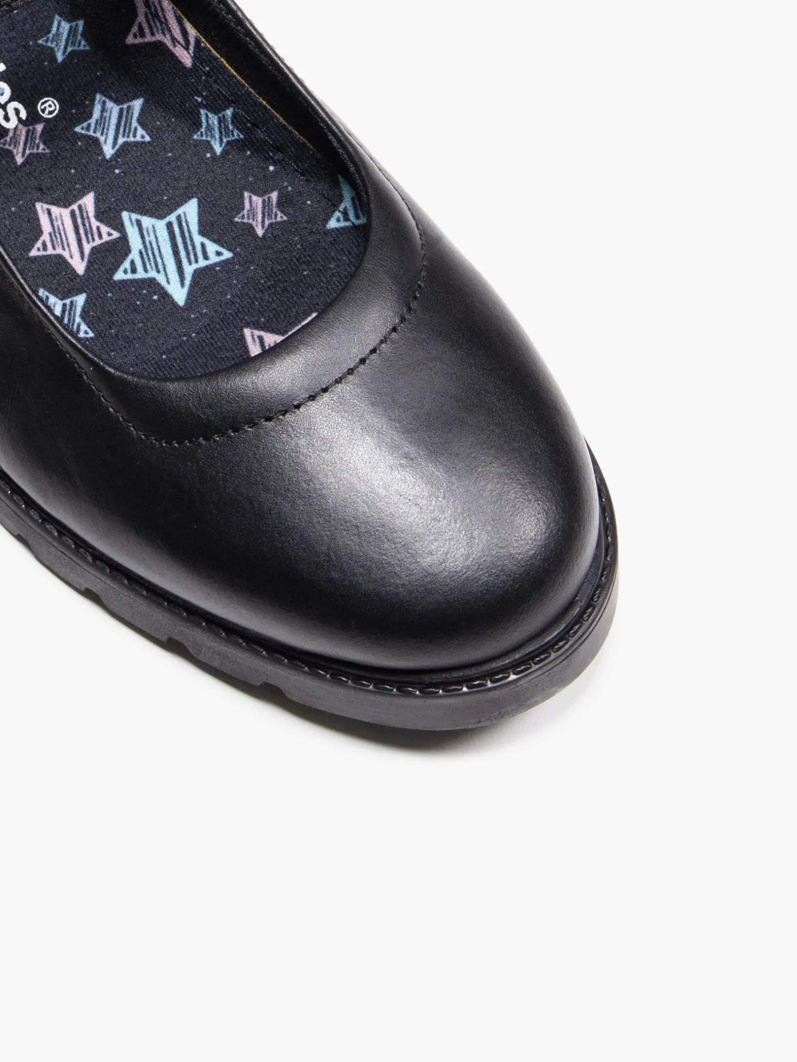 Hush Puppies Teen Girl Black Leather School Shoes