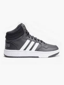 Junior Adidas Black/ White Hoops Mid 3.0 Trainers