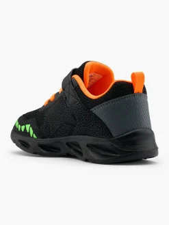 Junior Black/Green/Orange Light Up Velcro Trainers