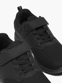 Junior Boys VTY Black Touch-strap Trainers