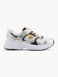 Junior Boys White/Black/Yellow Velcro Trainers