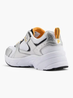 Junior Boys White/Black/Yellow Velcro Trainers