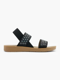 Junior Girl Black Gem Detail Sandal
