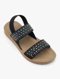 Junior Girl Black Gem Detail Sandal