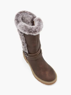 Junior Girl Fur Trim Warm Lined Long Boot