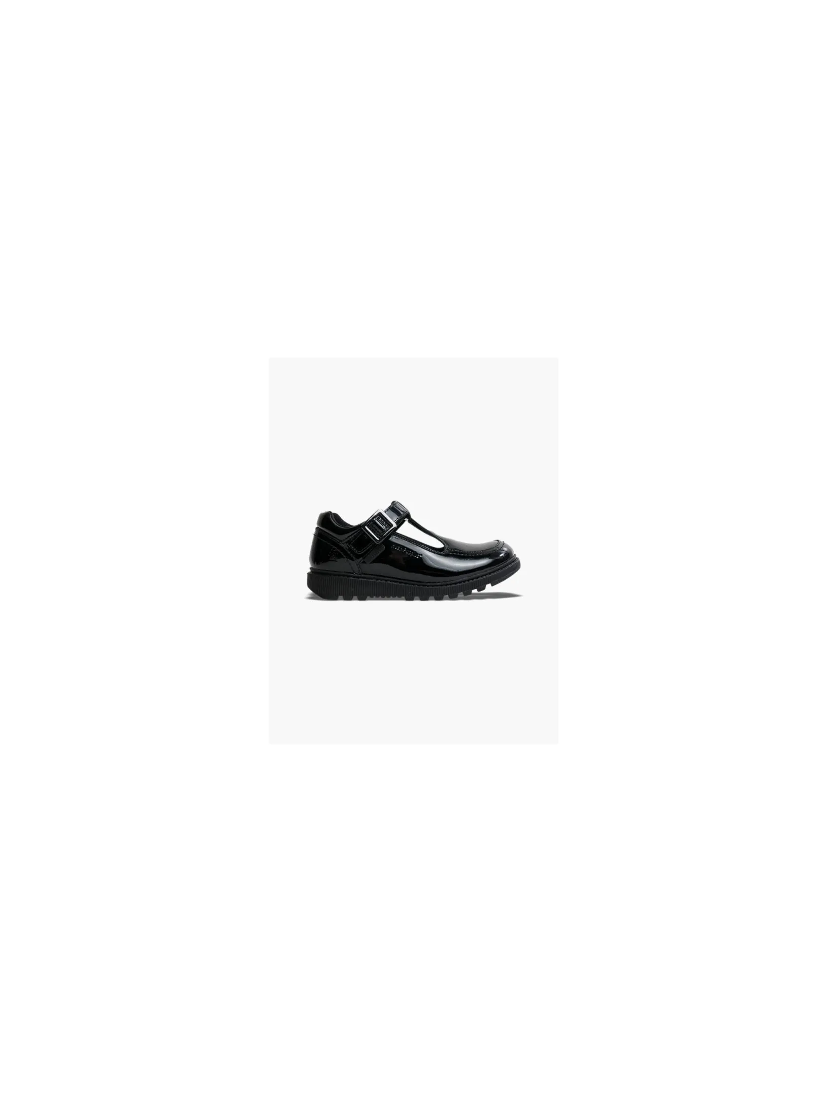 Junior Girl Hush Puppies Patent Leather Chunky T-Bar School Shoes - Dual Fit