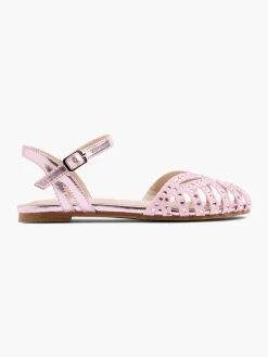 Junior Girl Pink Gem Open Weave Sandal