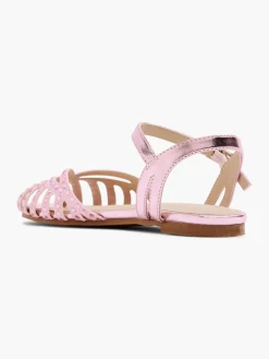 Junior Girl Pink Gem Open Weave Sandal