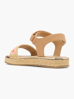 Junior Girl Raffia Sandal With Floral Detail