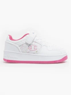 Junior Girl Rebound Platform Abstract White/Fuschia Trainers