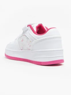 Junior Girl Rebound Platform Abstract White/Fuschia Trainers