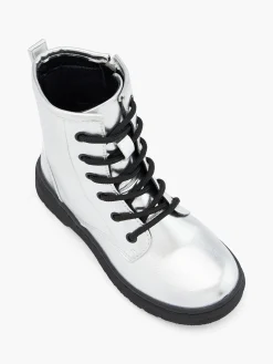 Junior Girl Silver Lace Up Boot