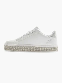 Junior Girl White Jewel Detail Casual Shoes