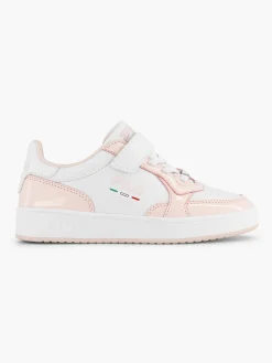 Junior Girls White/Pink Velcro Trainers