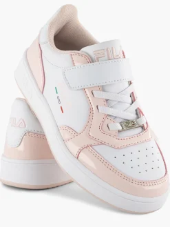 Junior Girls White/Pink Velcro Trainers