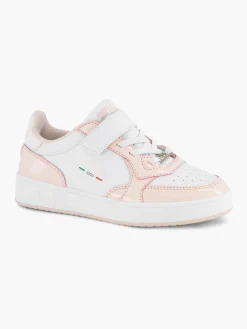 Junior Girls White/Pink Velcro Trainers