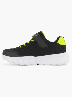 Junior Skechers Black/Green Trainers