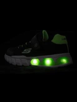 Junior Skechers Black/Green Trainers