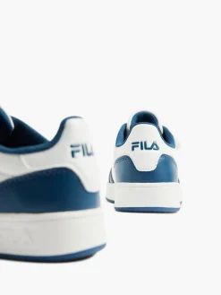 Junior White/Blue Velcro Court Trainers