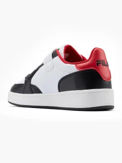 Junior White/Red/Black Court Velcro Trainers