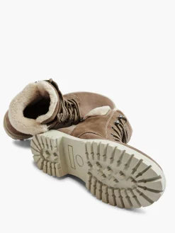 Khaki Faux Fur Lined Leather Hiker Boot