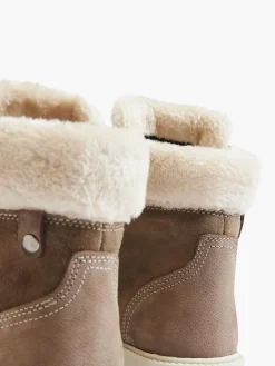 Khaki Faux Fur Lined Leather Hiker Boot