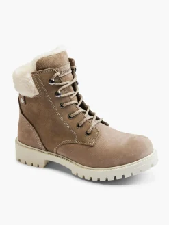 Khaki Faux Fur Lined Leather Hiker Boot